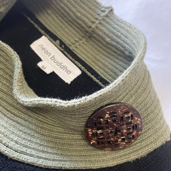 Neon Buddha | Serene Pullover 100% Cotton Black/Green High Neck Sweater – Size M - Picture 3 of 10